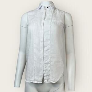 NWT | Krisa | Linen Button Down Tank Top | White | XS
